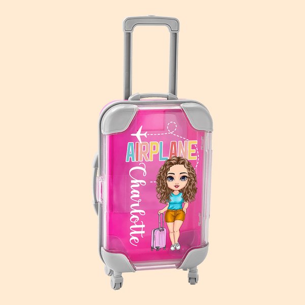 Personalised Cartoon Character Design Mini Trolley Luggage Storage Case with Name Travel Essentials Birthday Gift for Travel Lovers