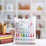 Personalizado Retro A + Nota Papel Arco Iris Diseño Nombre Repetido Bolsa de Lona Apreciación Regreso a la Escuela Regalo para el Maestro