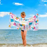 Personalized Colorful Summer Vibes Quick Dry Soft Microfiber Kid Beach Towel with Name Summer Travel Essentials Birthday Gift for Boys Girls