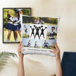 Henkilökohtainen Cheerleading Photo Collages heittää tyynyn kansi tekstillä Home Decor Housewarming lahja Cheerleadersille