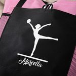 Borsa tote grande personalizzata per la ginnastica ritmica con nome e tasche in rete Regalo per gli amanti della ginnastica