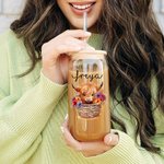 Personalized Highland Cow 20oz Name Glass Cup with Bamboo Lid Birthday Gift  for Young Group Highland Cow Lovers