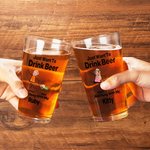 Personalized Just Want to Drink Beer with My Pet 16oz Pint Beer Glass with Photos and Names Housewarming Father's Day Gift for Pet Lovers