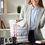 Personalizado Retro A + Nota Papel Arco Iris Diseño Nombre Repetido Bolsa de Lona Apreciación Regreso a la Escuela Regalo para el Maestro