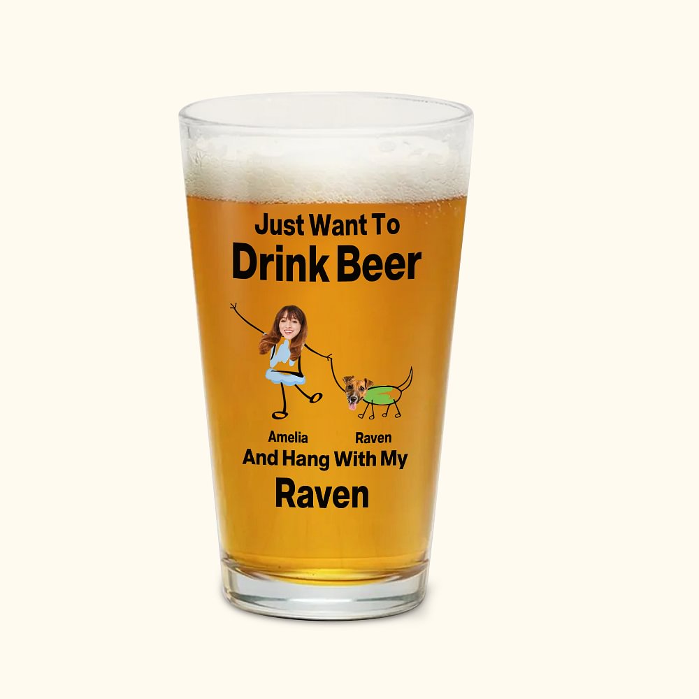 Verre à bière 16oz avec photos et noms Cadeau de pendaison de crémaillère pour les amoureux des animaux de compagnie