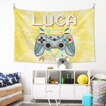 Personalised Colorful Tie-dye Effect Gamepad Design Tapestry with Name Gaming Room Decor Birthday Gift for Kids Game Lovers