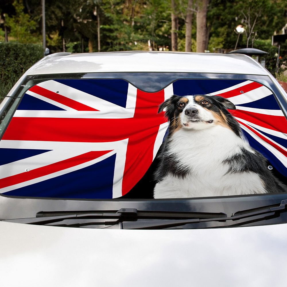 Drapeau National Personnalisé 1 - 3 Photos d'animaux de compagnie Pare-soleil pour pare-brise de voiture Accessoires Auto Activités de plein air Cadea