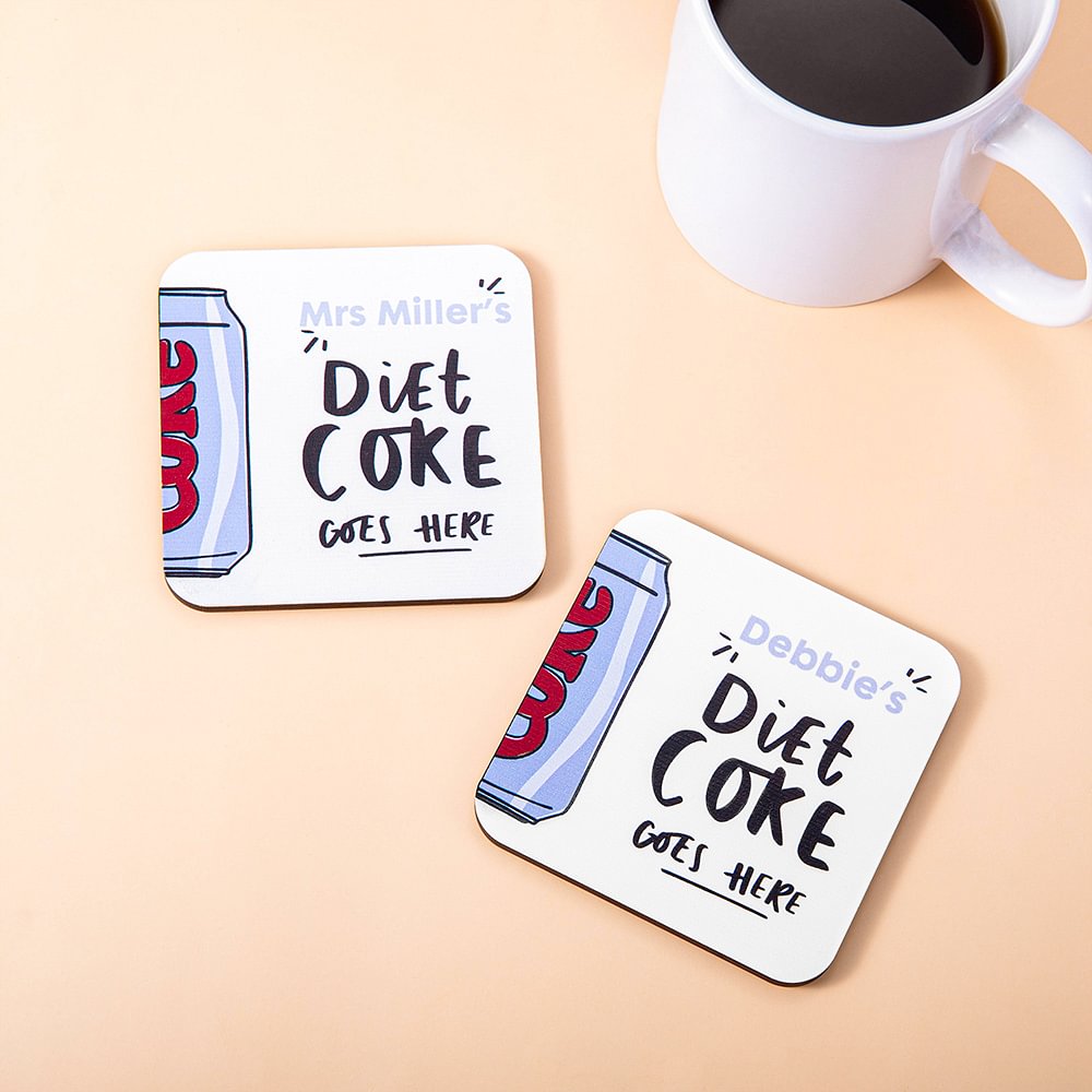 Sous-verre en bois absorbant l'eau avec nom Cadeau d'anniversaire amusant pour les amateurs de Coca-Cola