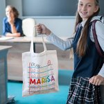 Personalizado Retro A + Nota Papel Arco Iris Diseño Nombre Repetido Bolsa de Lona Apreciación Regreso a la Escuela Regalo para el Maestro