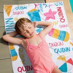 Personalized Colorful Summer Vibes Quick Dry Soft Microfiber Kid Beach Towel with Name Summer Travel Essentials Birthday Gift for Boys Girls