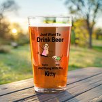 Personalized Just Want to Drink Beer with My Pet 16oz Pint Beer Glass with Photos and Names Housewarming Father's Day Gift for Pet Lovers