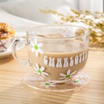 Personalized Retro Daisy Flower Glass Coffee Mug Set with Name Birthday Gift for Friend Family