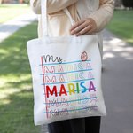 Personalizado Retro A + Nota Papel Arco Iris Diseño Nombre Repetido Bolsa de Lona Apreciación Regreso a la Escuela Regalo para el Maestro
