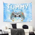 Personalised Colorful Tie-dye Effect Gamepad Design Tapestry with Name Gaming Room Decor Birthday Gift for Kids Game Lovers