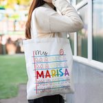 Personalizado Retro A + Nota Papel Arco Iris Diseño Nombre Repetido Bolsa de Lona Apreciación Regreso a la Escuela Regalo para el Maestro