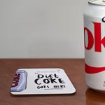 Personalized Diet Coke Goes Here Water Absorbent Wooden Coaster with Name Funny Birthday Housewarming Gift for Coke Lovers