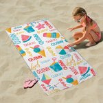 Personalized Colorful Summer Vibes Quick Dry Soft Microfiber Kid Beach Towel with Name Summer Travel Essentials Birthday Gift for Boys Girls