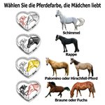 Personalisierte Mädchen und Pferd Herz Halskette mit Namen Gravur Geburtstag Jahrestag Geschenk für Mädchen Damen Pferdeliebhaber