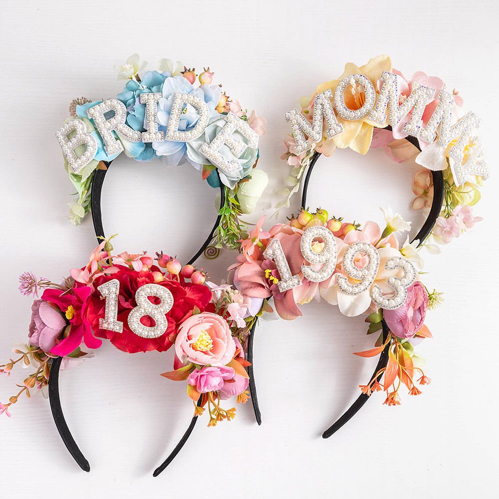 Cerchietto Per Capelli Con Fiori E Perle Per Comunione – Fatto A Mano Per Bambine – Leggero E Regolabile
