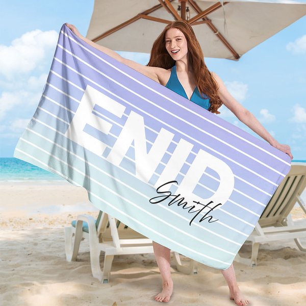 Quick Drying Gradient Beach Towel with Name