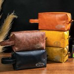 Trousse de toilette en cuir imperméable et personnalisée avec nom gravé Cadeau d'anniversaire pour homme