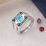 Personalized High School College Class Ring with Birthstone and Engraved Text Graduation Anniversary Gift for Graduates