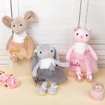 Personalizado lindo conejito gato ratón bailarina peluche juguete con purpurina nombre regalo de cumpleaños para las niñas bailarina