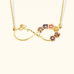 Personalisierte Infinity Halskette mit Geburtsblume und Namen Unendlichkeit Symbol Geburtstag Jahrestag Geschenk für Damen