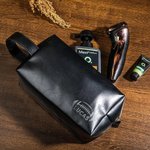 Trousse de toilette en cuir imperméable et personnalisée avec nom gravé Cadeau d'anniversaire pour homme