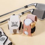 Personalized Multicolour Golf Club Design Golf Ball & Tee Holder Leather Pouch with Name Belt Clip Portable Sport Accessories Gift for Golf Players
