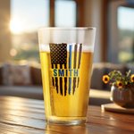 Verre à bière personnalisé avec nom, drapeau américain, Thin Blue Line Cadeau de départ à la retraite pour officier de police