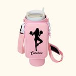 Personalisierte Cheerleader Silhouette Wasserflasche Carrier Tasche mit Tasche verstellbaren Riemen Zubehör für 40oz Stanley Geburtstag Geschenk für F