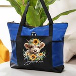 Personalised Highland Cow Sunflower Large Capacity Tote Bag with Name Birthday Christmas Gift for Nurse Cow Lovers