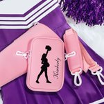 Personalisierte Cheerleader Silhouette Wasserflasche Carrier Tasche mit Tasche verstellbaren Riemen Zubehör für 40oz Stanley Geburtstag Geschenk für F