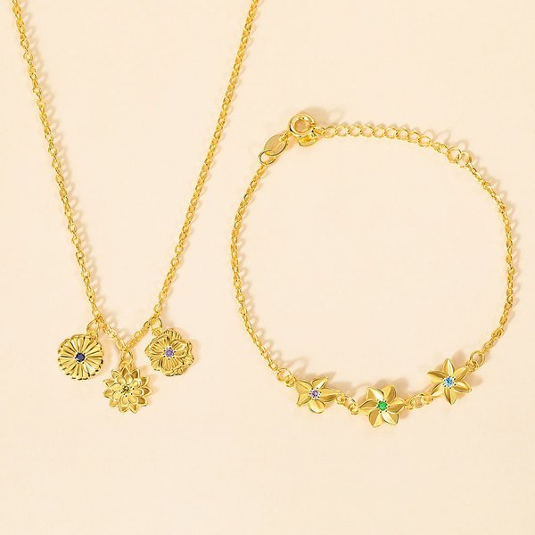 Gepersonaliseerde 1-10 Driedimensionale Geboorte Bloemen Armband Halsketting Verjaardag Waardering Gift voor Moeder Oma