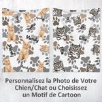 Couverture pour Chat Chien Personnalisée avec Photo et Nom de l'Animal Cadeau Anniversaire pour Amoureux d'Animal de Compagnie