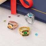Personalized High School College Class Ring with Birthstone and Engraved Text Graduation Anniversary Gift for Graduates