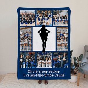 Personalisierte Cheerleading Silhouette Fotos Collage weiches Tuch Decke mit Text Housewarming Home Decor Unterstützung Geschenk für Cheerleader