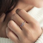 Anillo personalizado Minimalista Pray Cross con 1-6 Piedras de Nacimiento de la Familia y Tarjeta Joyería Religiosa Bautizo Cristiano Regalo del Día d