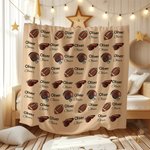 Personalised Football Helmet Design Unisex Baby Receiving Blanket Swaddle Hat Bow Headband Coming Home Outfit with Name Baby Shower Gift for Newborns