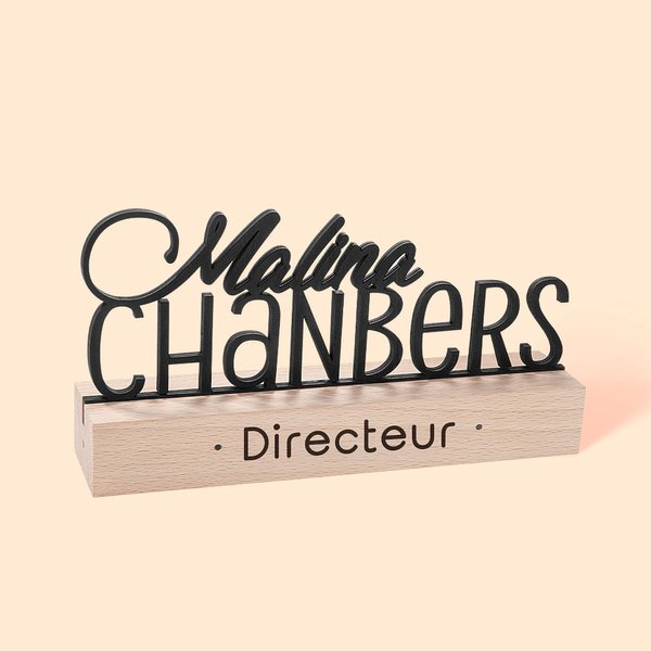 Plaque de Bureau en Bois Personnalisée avec Texte Décoration de Bureau Cadeau Rentrée Scolaire pour Enseignant Directeur