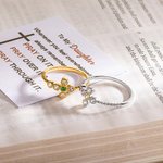 Anillo personalizado Minimalista Pray Cross con 1-6 Piedras de Nacimiento de la Familia y Tarjeta Joyería Religiosa Bautizo Cristiano Regalo del Día d