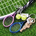 Porte-Clés Personnalisé avec Gravure Accessoire Mini Raquette et Balle de Tennis Mignionne Cadeau Anniversaire pour Homme Amateur de Tennis