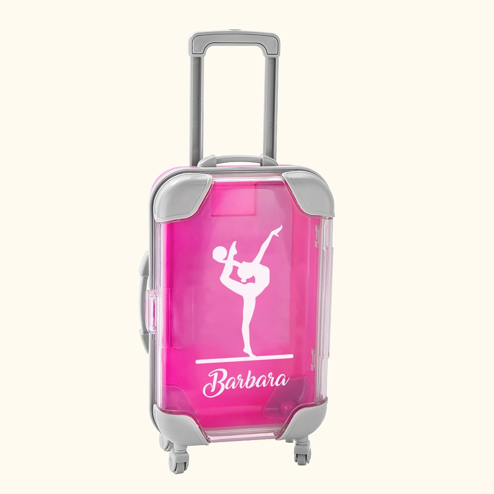 Mini valise à bagages Silhouette de gymnastique personnalisée Outils de maquillage Boîte à dragées Cadeau de voyage d'anniversaire pour les amateurs de gymnastique