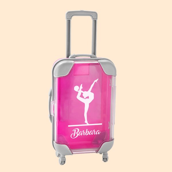 Personalised Gymnastics Silhouette Mini Luggage Suitcase Makeup Tools Sweets Party Favor Box Birthday Travel Gift for Gymnastic Lovers