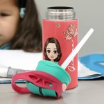 Personalisierte Niedliche Cartoon-Figur Name Trinkflasche 350ml mit Strohhalm und Pop-up Deckel Kindertag Zurück zur Schule Geschenk für Kinder
