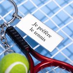 Porte-Clés Personnalisé avec Gravure Accessoire Mini Raquette et Balle de Tennis Mignionne Cadeau Anniversaire pour Homme Amateur de Tennis