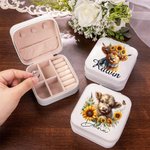 Personalised Multicolor Highland Cow Sunflower Jewellery Box with Name Birthday Gift for Women
