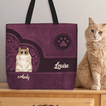 Personalised Retro Cartoon 1-4 Cat Paw Print Large Capacity Reusable Tote Bag with Name Birthday Gift for Cat Pet Lovers