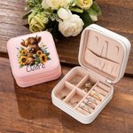Personalised Multicolor Highland Cow Sunflower Jewellery Box with Name Birthday Gift for Women